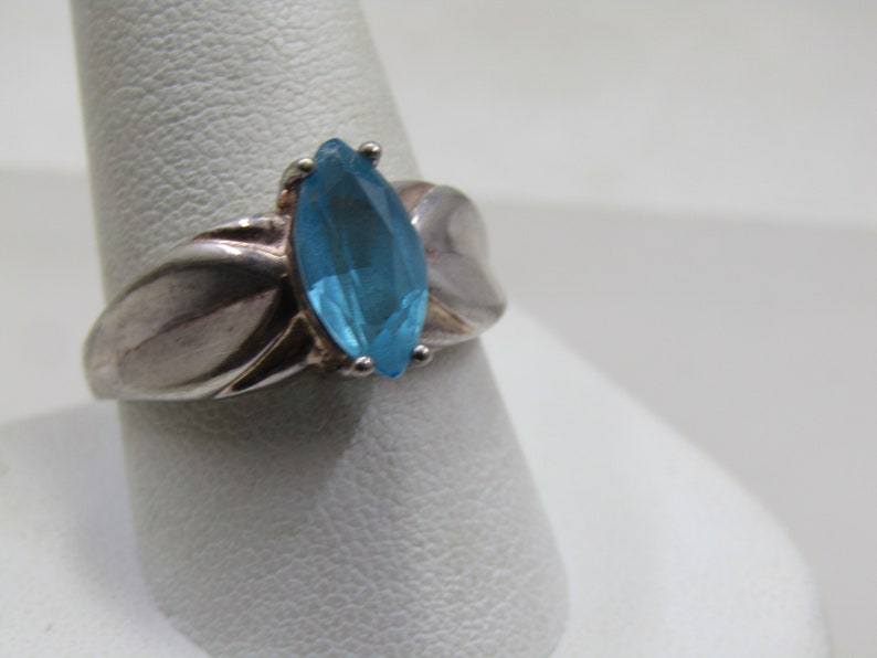 Vintage Sterling Blue Topaz Ring, Sz. 10.5, Signed HAN image 2