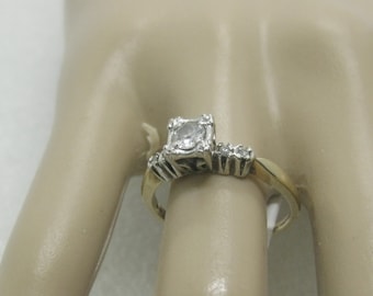 14kt Art Deco Diamond Engagement Ring,  Artcarved, size 9, .29 ctw plus, Two Tone, 1930's-1940's, 3.27gr.