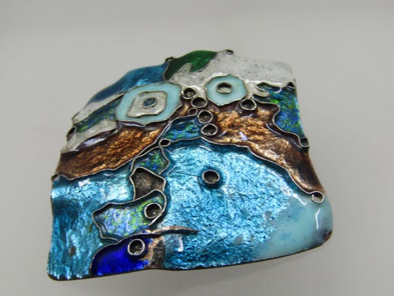 Vintage Mod Abstract Brooch, Elfi Muller & Co., Wiener Kunsthandwerk.
