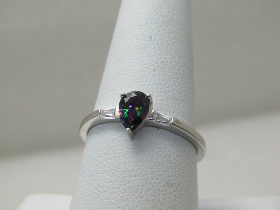 Sterling Silver Created Mystic Topaz CZ Ring, Sz. 9.5