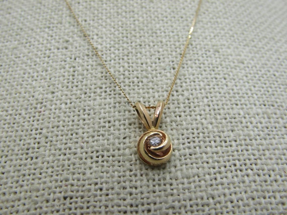 Vintage 14kt Diamond Love Knot Necklace, 16", Zales