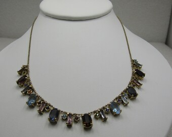 Vintage Mixed Simulated Gemstone Dangle Necklace, 18"