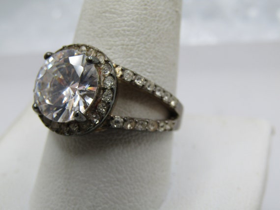 Vintage Sterling CZ Rhinestone Ring, Sz. 10.5.