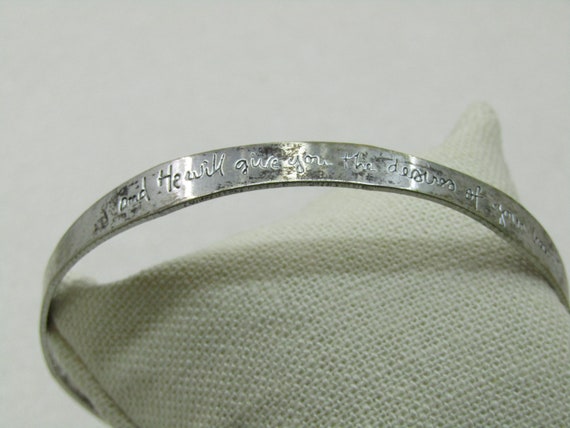 Vintage "And He Will Give You the Desires of Your Heart" Bangle Bracelet, 8.75".