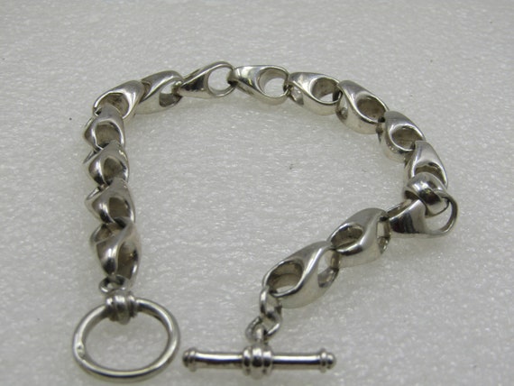 Vintage Men's Heavy Sterling Silver Bracelet, 9.5" - image 2