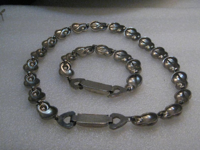 Vintage Jaycraft Necklace /& Bracelet Set 14.57 Silver Tone 1940/'s