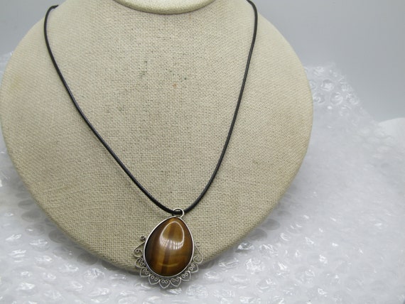 Vintage Tiger's Eye Southwestern Scrolled Necklace, 20"