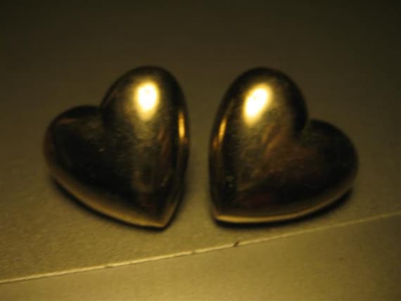 Vintgage Silvertone Heart Pierced Earrings