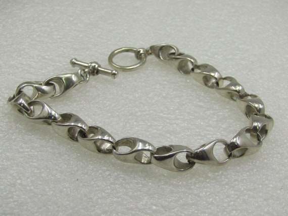 Vintage Men's Heavy Sterling Silver Bracelet, 9.5" - image 5