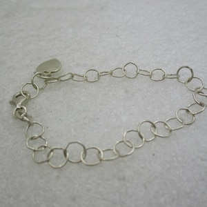 Vintage Sterling Silver Round Link Bracelet, Heart Charm,  5.5&quot;, Youth