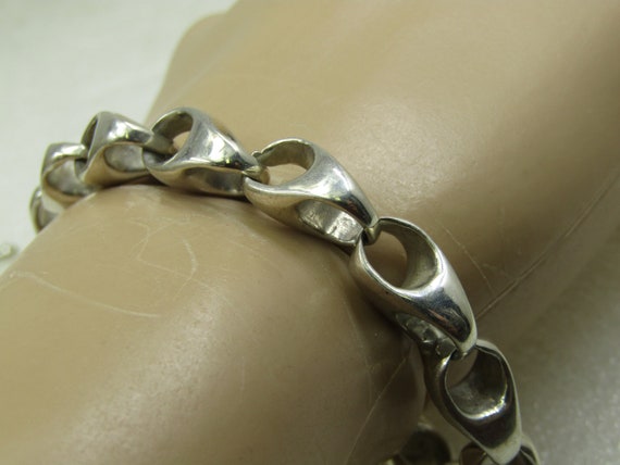 Vintage Men's Heavy Sterling Silver Bracelet, 9.5" - image 7