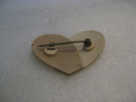 Vintage Celluloid Heart Brooch, Pearly Tan, 1930'… - image 5