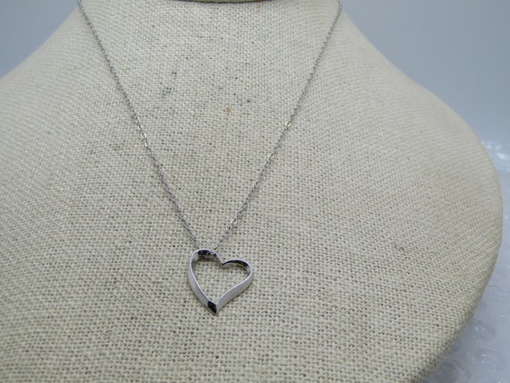 Vintage Sterling Open Heart Necklace, 16"