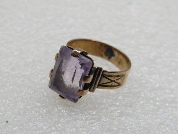 Victorian 9kt Yellow Gold Amethyst Ring, Sz. 6.75… - image 6