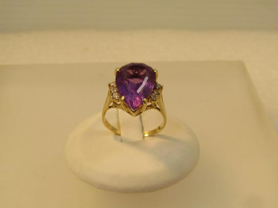 Vintage 14kt Amethyst Diamond Ring,  6.41 CTW Sz. 7, 1970's-1980's