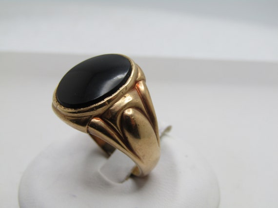 Vintage 10kt Men's Onyx Ring, Sz. 8.5, 1950's-1960's