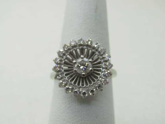 Vintage Jabel 18Kt Diamond Halo Ring. Engagement, Cocktail. Size 6. 5. Early 1900's