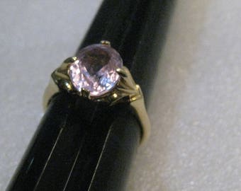 Vintage 14kt Morganite/Beryl Ring, size 9.5, 4.63 grs.  Solitaire, signed S.T.S.