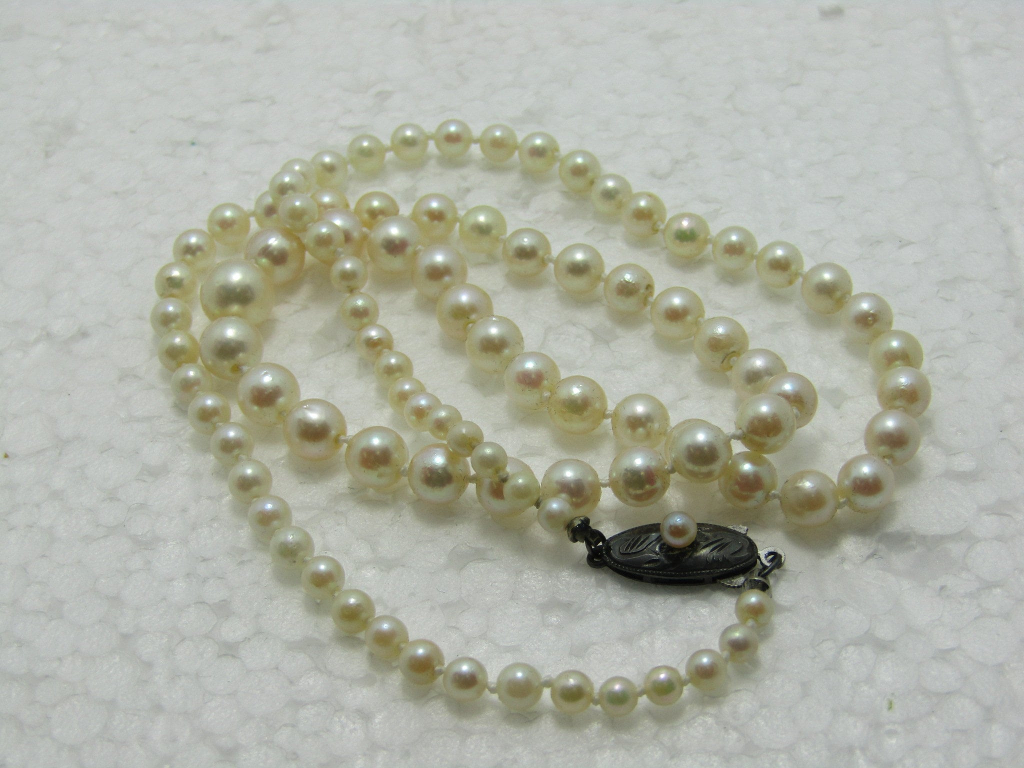 Vintage Maruwa Cultured Pearl Necklace, 21, Sterling Clasp, Japan ...