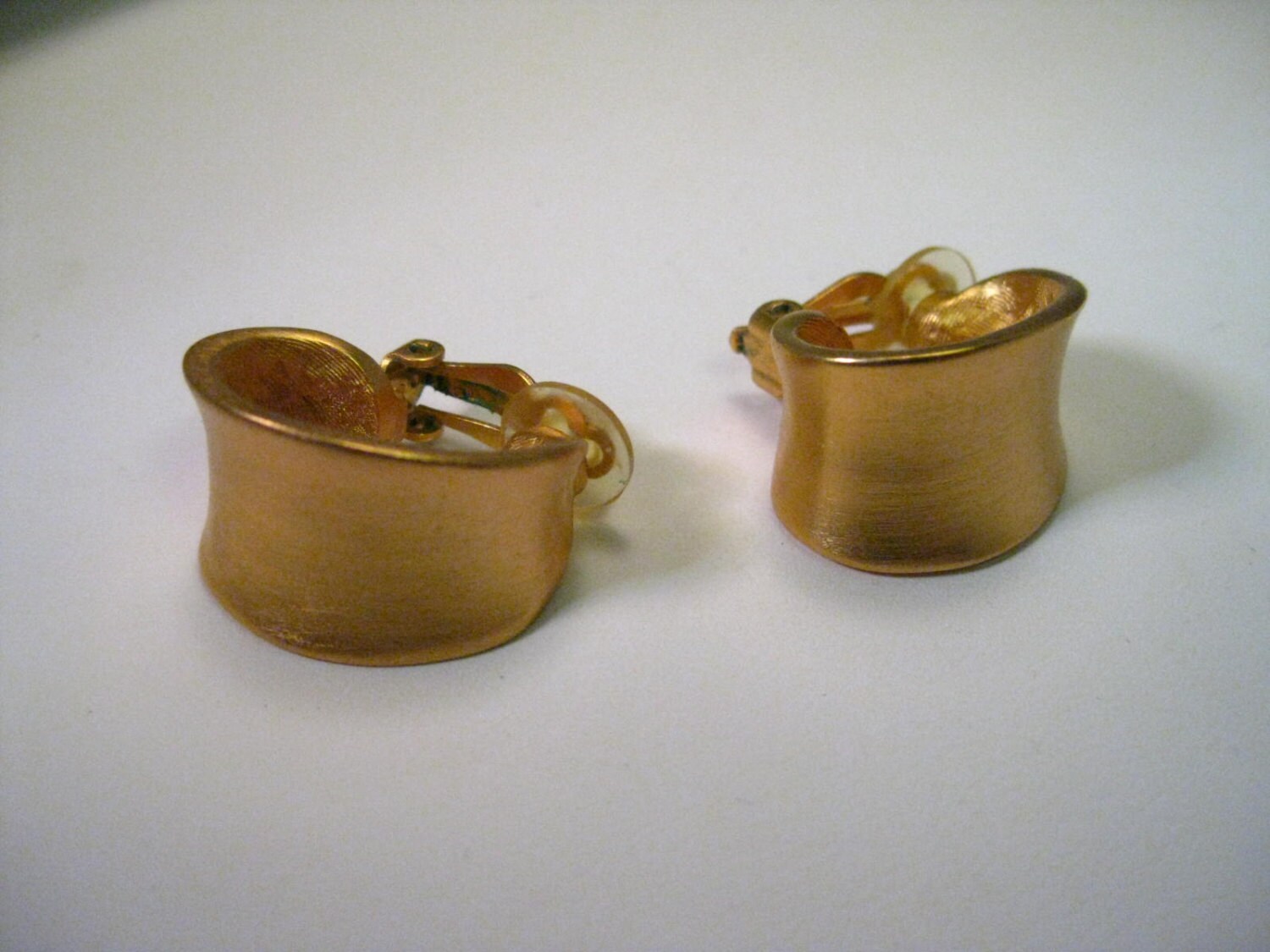 Vintage Anne Klein Wide Gold Tone Hoop Clip Earrings