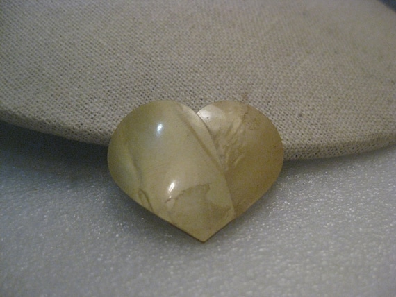 Vintage Celluloid Heart Brooch, Pearly Tan, 1930's-1940's, 1.25", C-clasp