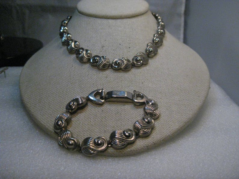 Vintage Jaycraft Necklace /& Bracelet Set 14.57 Silver Tone 1940/'s