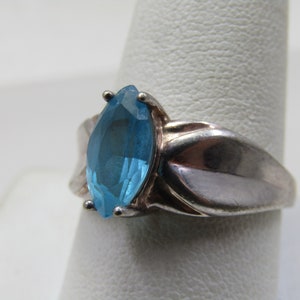 Vintage Sterling Blue Topaz Ring, Sz. 10.5, Signed HAN image 3