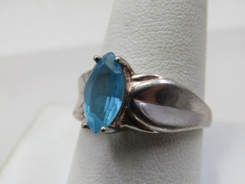 Vintage Sterling Blue Topaz Ring, Sz. 10.5, Signed HAN image 3