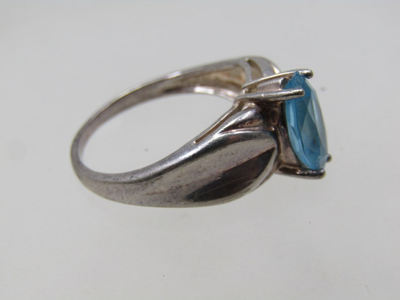 Vintage Sterling Blue Topaz Ring, Sz. 10.5, Signed HAN image 5