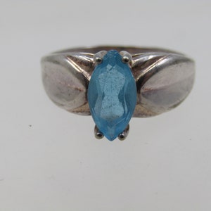 Vintage Sterling Blue Topaz Ring, Sz. 10.5, Signed HAN image 4