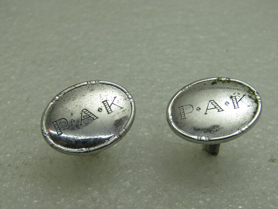 Vintage Dolan Bullcok Sterling Silver Cufflinks, PAK Engraved Cufflinks, Dolan Bullock Signed D.B. Sterling, Appx. 8.27 Gr.