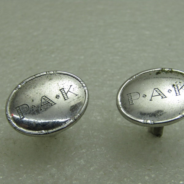 Vintage Dolan Bullcok Sterling Silver Cufflinks, PAK Engraved Cufflinks, Dolan Bullock Signed D.B. Sterling, Appx. 8.27 Gr.