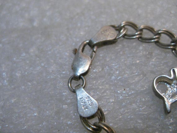 Vintage Sterling Silver Charm Bracelet, 2 Charms,… - image 5