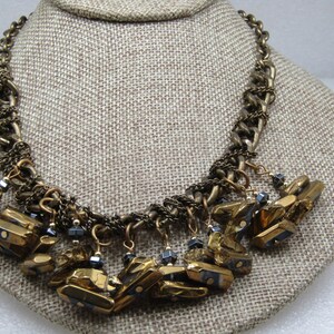 Vintage Gold Plated over Hematite Drop Necklace, 20&quot;
