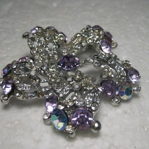 Vintage Lavender & Clear Rhinestone Spiral Brooch, 1960&#39;s, 2.25&quot;