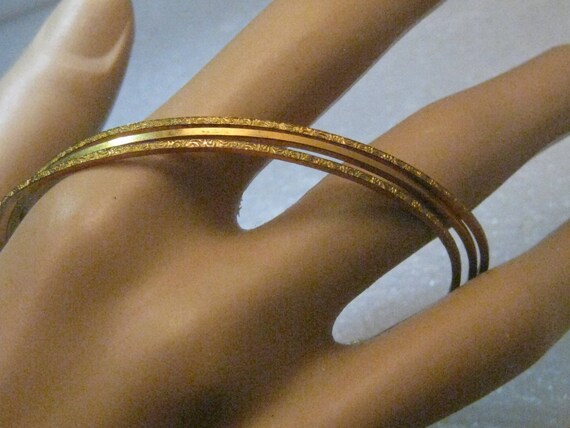 Art Deco Stackable Bangle Bracelets, 7.25", Stamp… - image 2