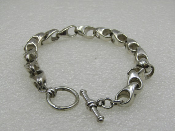 Vintage Men's Heavy Sterling Silver Bracelet, 9.5" - image 1