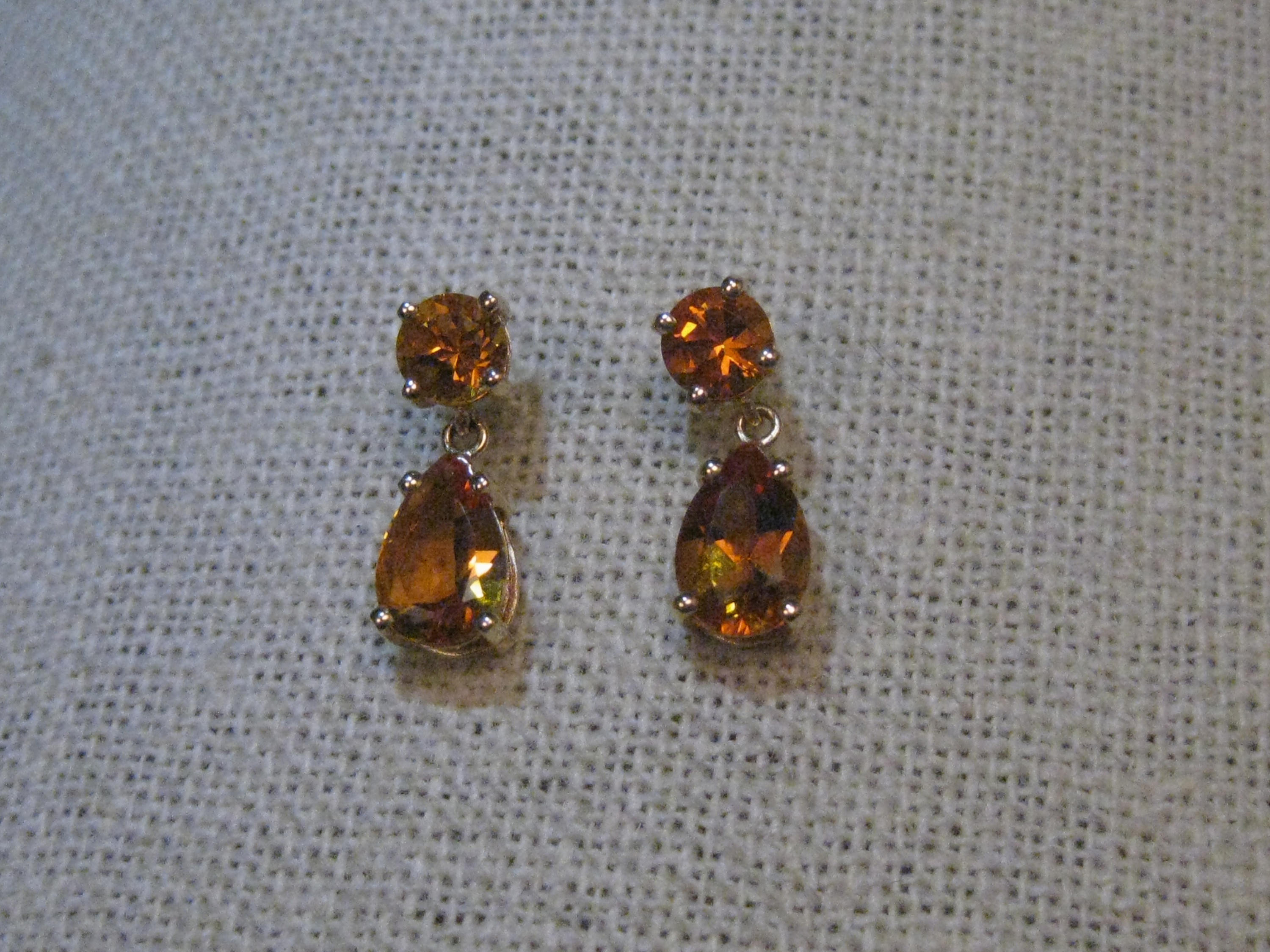 14kt Stud & Dangle Citrine Pierced Earrings, 3/4, 2.34 grams, signed
