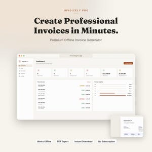 Invoicely Pro Offline Invoice Generator | Freelancer Small Business Tool | Offline HTML Workspace (Digital Download)