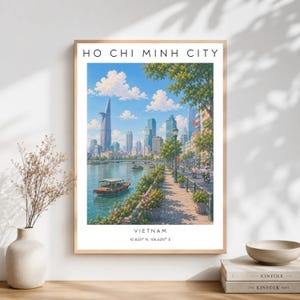 Ho Chi Minh City Poster, Vintage Asia Travel Home Decor, Vietnam Cityscape Landmark Print, Black and White Fine Art Photography
