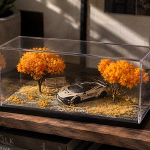 Acryl vitrine voor modelauto's, stofvrije displaydoos, miniatuurvitrine, vitrine voor gegoten metalen modellen, display voor verzamelaars, bureaudecoratie