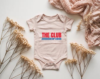 The Club VIP Status Bodysuit, Warehouse Club Parody Baby Outfit, Costco Lover Gift, Infant Romper