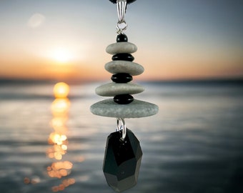River Pebbles & Black Swarovski Crystal Necklace