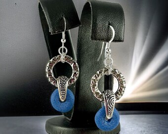 Blue Fairtrade Recycled Glass Earrings