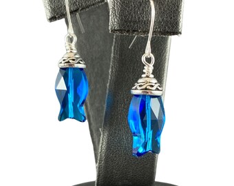 Capped Fish Swarovski Crystal Earrings