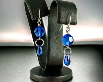 Blue Swarovski Crystal Earrings