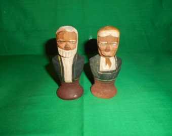 One (1), Pair of Hand Carved, Wooden, Salt & Pepper Shakers from R. Audet.