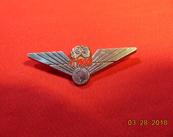 One (1), Vintage, TWA, Plastic, Junior Pilot Wings.