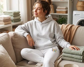 Colorful Happy Face Patch Sweatpants | Embroidered Joggers