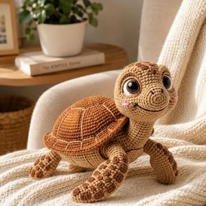 Realistisch gehaakt schildpadpatroon – amigurumi zeeschildpad pdf-zelfstudie (digitale download)